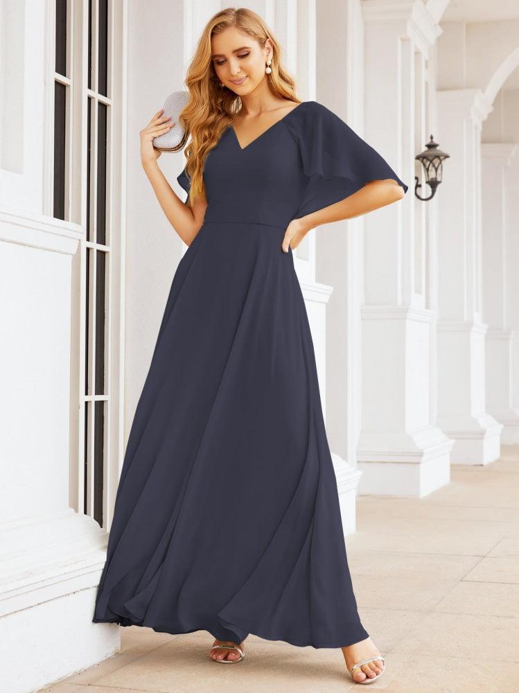 Bridesmaid Dresses for Wedding Formal Evening Party Prom Gown with Cape 28050