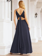 Spaghetti Strap Bridesmaid Dresses V Neck Butterfly Back Fromal Evening Party Prom Gown 28036