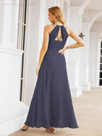 Double Spaghetti Straps Bridesmaid Dresses for Women Long Formal Party Dress Side Split 28051