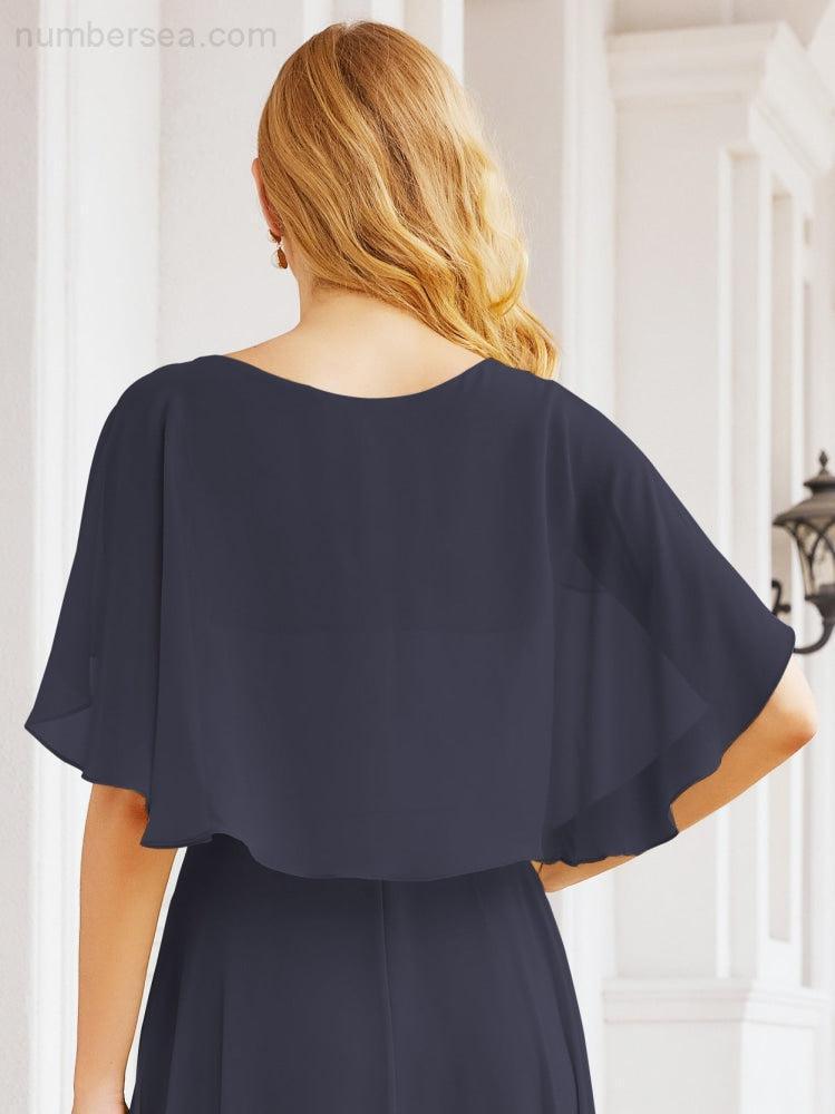 Bridesmaid Dresses for Wedding Formal Evening Party Prom Gown with Cape 28050