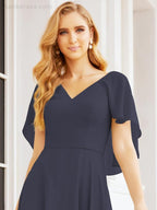 Bridesmaid Dresses for Wedding Formal Evening Party Prom Gown with Cape 28050