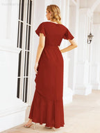 Ruffled Bridesmaid Dresses Mermaid Formal Violin Evening Party Prom Gowns 28042