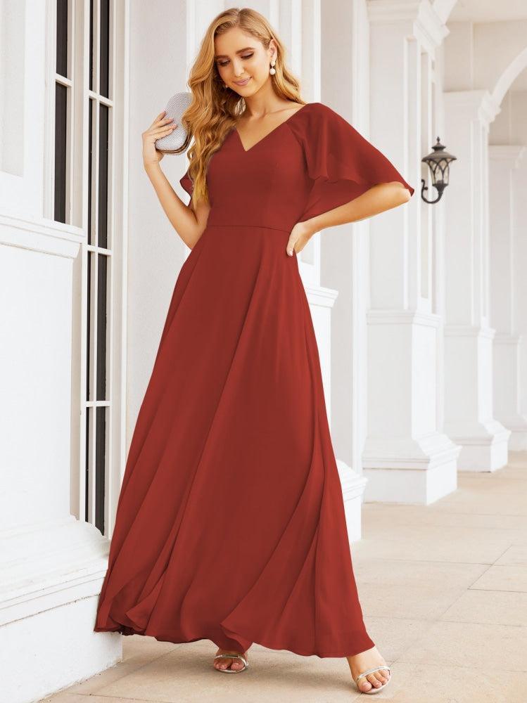 Bridesmaid Dresses for Wedding Formal Evening Party Prom Gown with Cape 28050