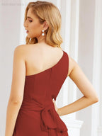 One Shoulder Bridesmaid Dresses Long Formal Prom Gowns 28048