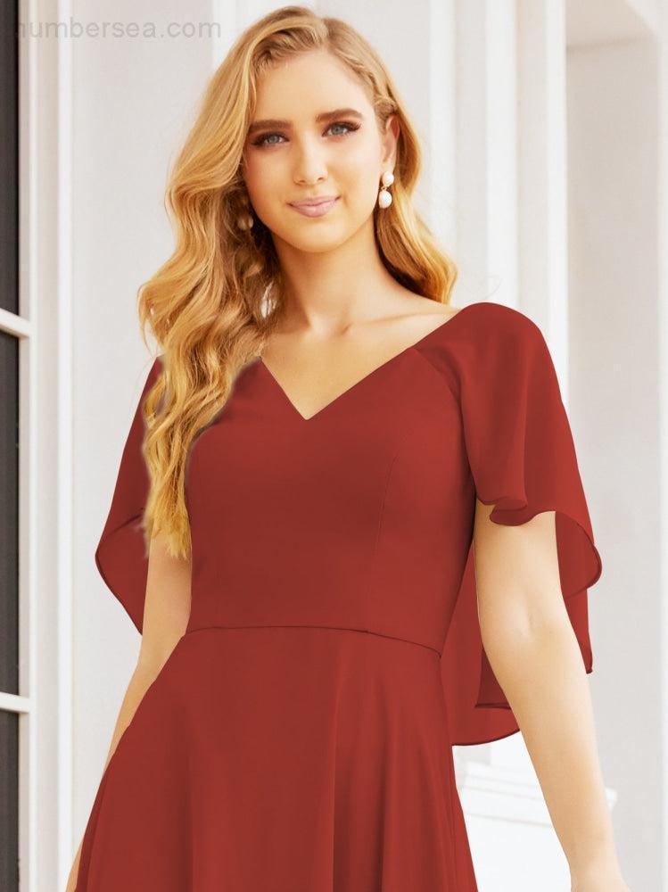 Bridesmaid Dresses for Wedding Formal Evening Party Prom Gown with Cape 28050