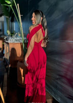 Sexy Sheath Long Prom Dress Burgundy One Shoulder Evening Gown Y8214