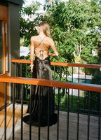 Simple Black Spaghetti Straps Long Mermaid Prom Dress Evening Dress Y8294