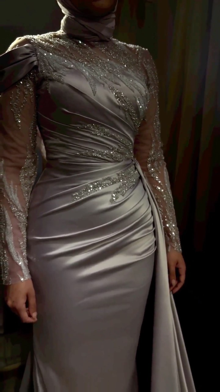 Elegant Mermaid Long Sleeves Evening Dress Glam Dress Y6717