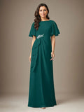 Dark Navy Sheath Beaded Chiffon Dress