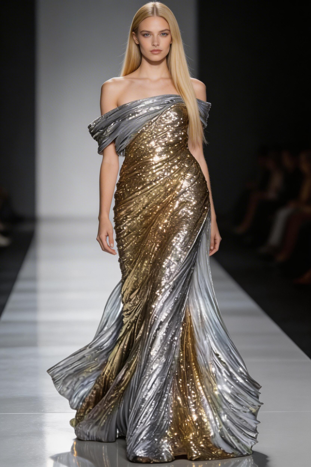 Sparkly Sequins Off The Shoulder Mermaid Evening Dress Long Prom Dress Y8393