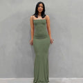 Satin Slip Sleeveless Backless Slim Sexy Maxi Dress 2022 Spring Women Party Y2K Concise Bodycon Elegant Dresses Female Clothing