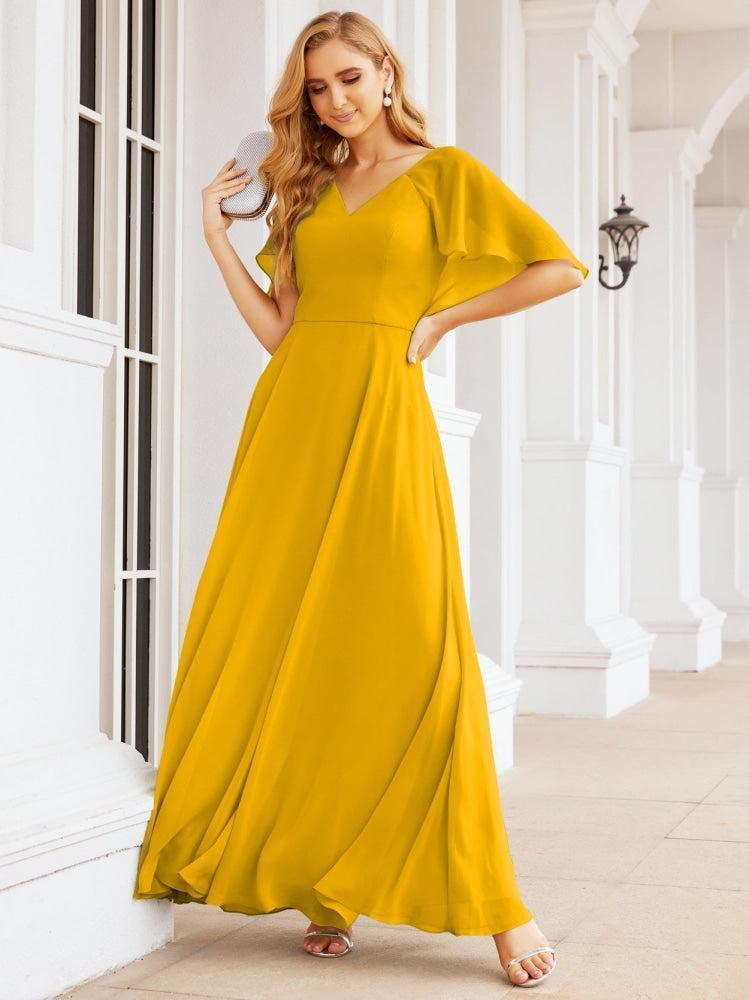Bridesmaid Dresses for Wedding Formal Evening Party Prom Gown with Cape 28050