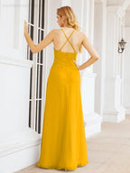 Halter Bridesmaid Dresses with Pockets Sleeveless Formal Evening Party Prom Gowns  28055