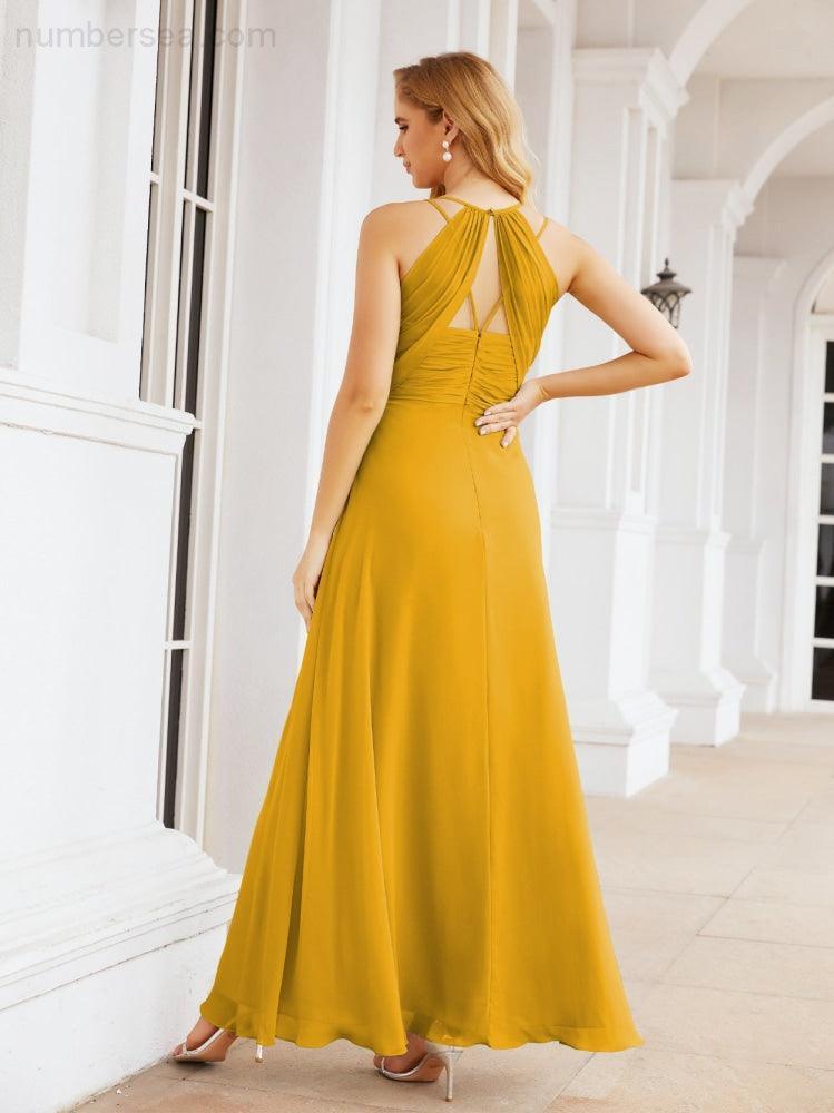 Double Spaghetti Straps Bridesmaid Dresses for Women Long Formal Party Dress Side Split 28051