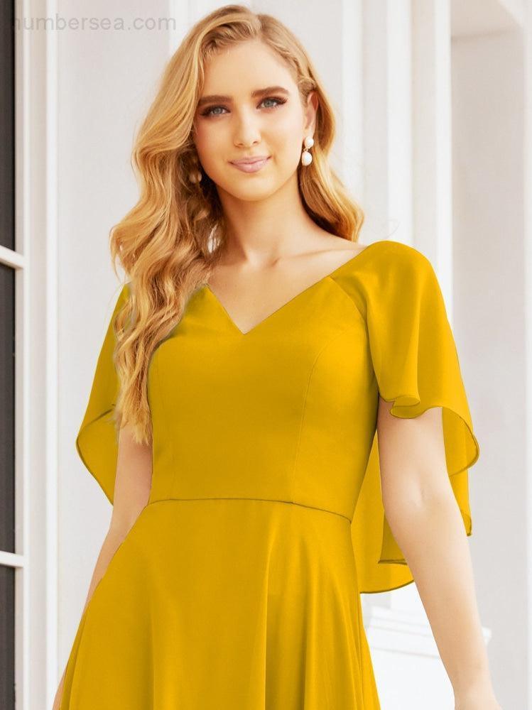 Bridesmaid Dresses for Wedding Formal Evening Party Prom Gown with Cape 28050