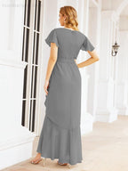 Ruffled Bridesmaid Dresses Mermaid Formal Violin Evening Party Prom Gowns 28042