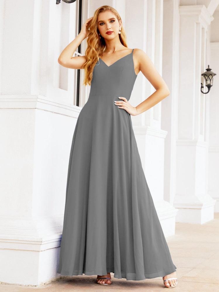 Spaghetti Strap Bridesmaid Dresses V Neck Butterfly Back Fromal Evening Party Prom Gown 28036
