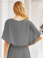 Bridesmaid Dresses for Wedding Formal Evening Party Prom Gown with Cape 28050