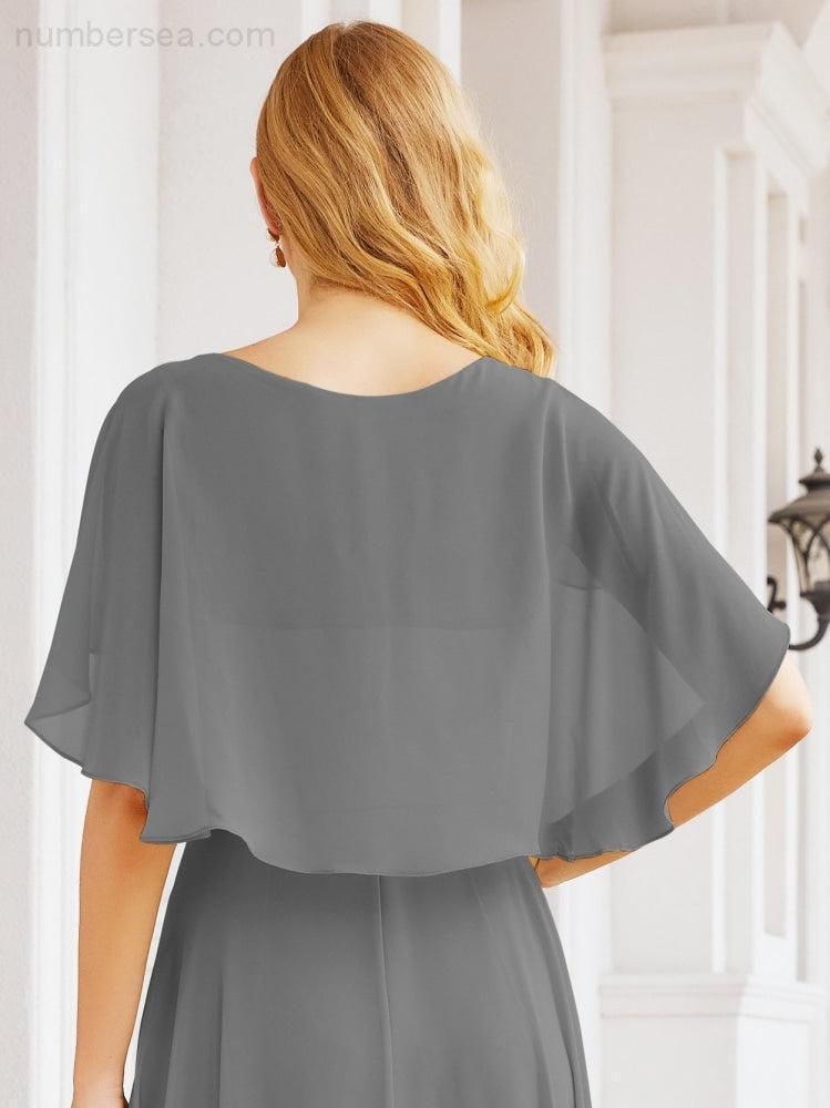 Bridesmaid Dresses for Wedding Formal Evening Party Prom Gown with Cape 28050