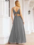 Spaghetti Strap Bridesmaid Dresses V Neck Butterfly Back Fromal Evening Party Prom Gown 28036