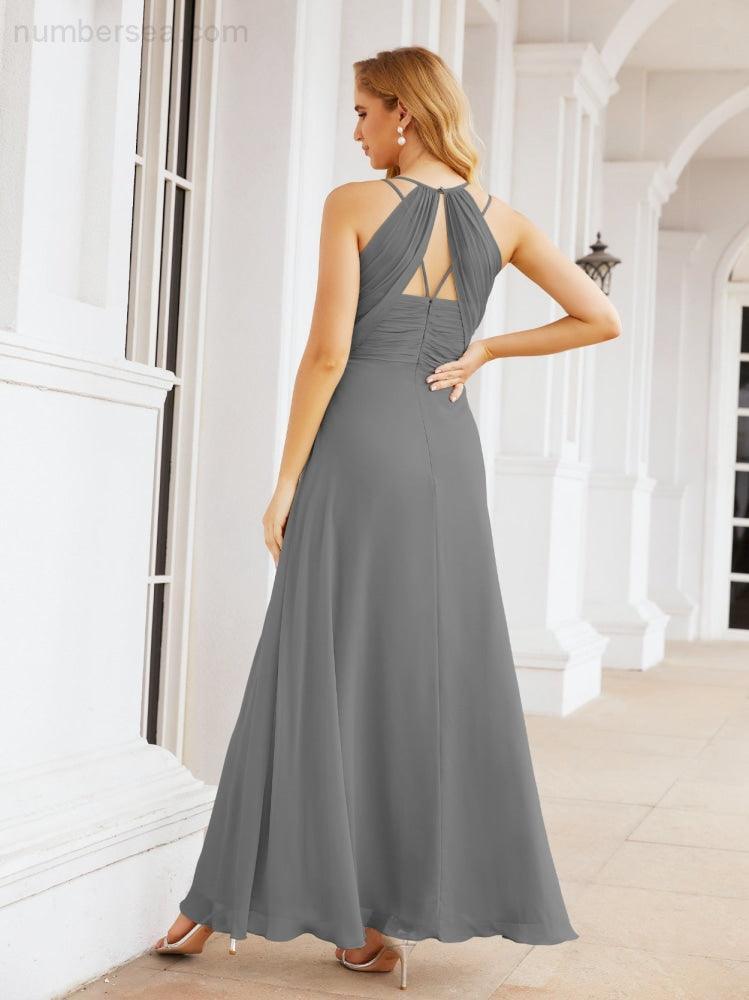 Double Spaghetti Straps Bridesmaid Dresses for Women Long Formal Party Dress Side Split 28051
