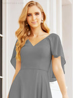 Bridesmaid Dresses for Wedding Formal Evening Party Prom Gown with Cape 28050