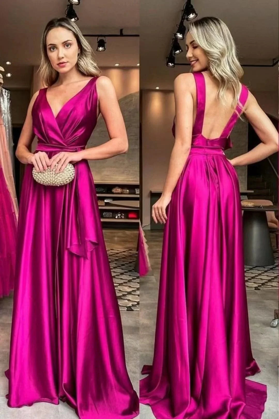 Sunnderly A-Line Satin Party Dresses SYP1