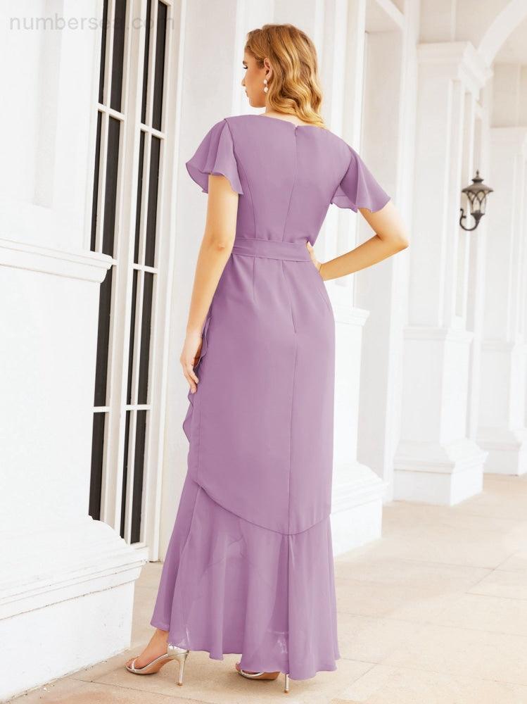 Ruffled Bridesmaid Dresses Mermaid Formal Violin Evening Party Prom Gowns 28042