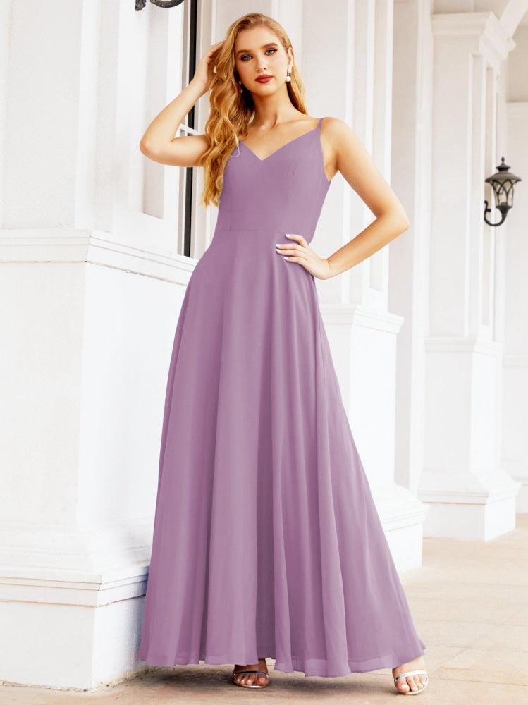 Spaghetti Strap Bridesmaid Dresses V Neck Butterfly Back Fromal Evening Party Prom Gown 28036