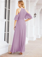 Cold Shoulder Bridesmaid Dresses A-Line Long Formal Evening Gowns 28074