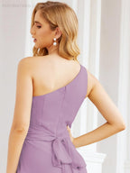 One Shoulder Bridesmaid Dresses Long Formal Prom Gowns 28048