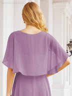 Bridesmaid Dresses for Wedding Formal Evening Party Prom Gown with Cape 28050