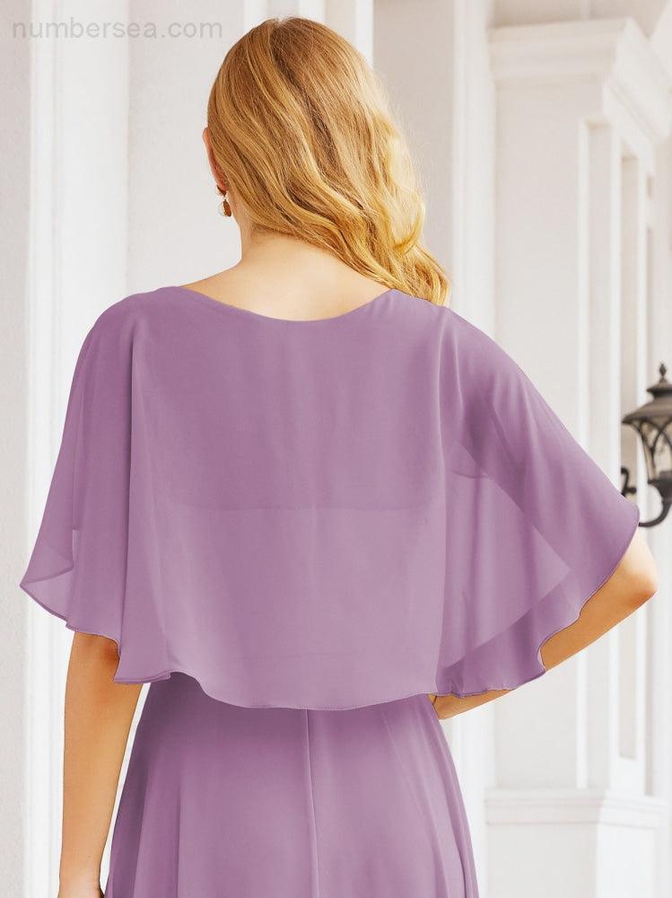 Bridesmaid Dresses for Wedding Formal Evening Party Prom Gown with Cape 28050