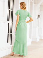 Ruffled Bridesmaid Dresses Mermaid Formal Violin Evening Party Prom Gowns 28042