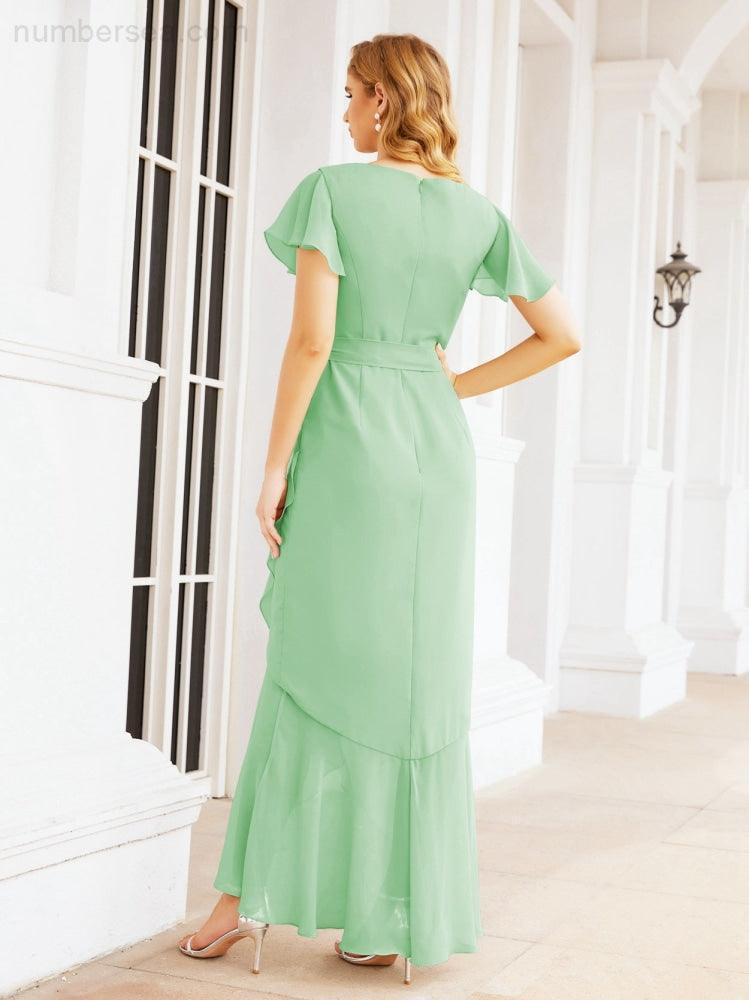 Ruffled Bridesmaid Dresses Mermaid Formal Violin Evening Party Prom Gowns 28042