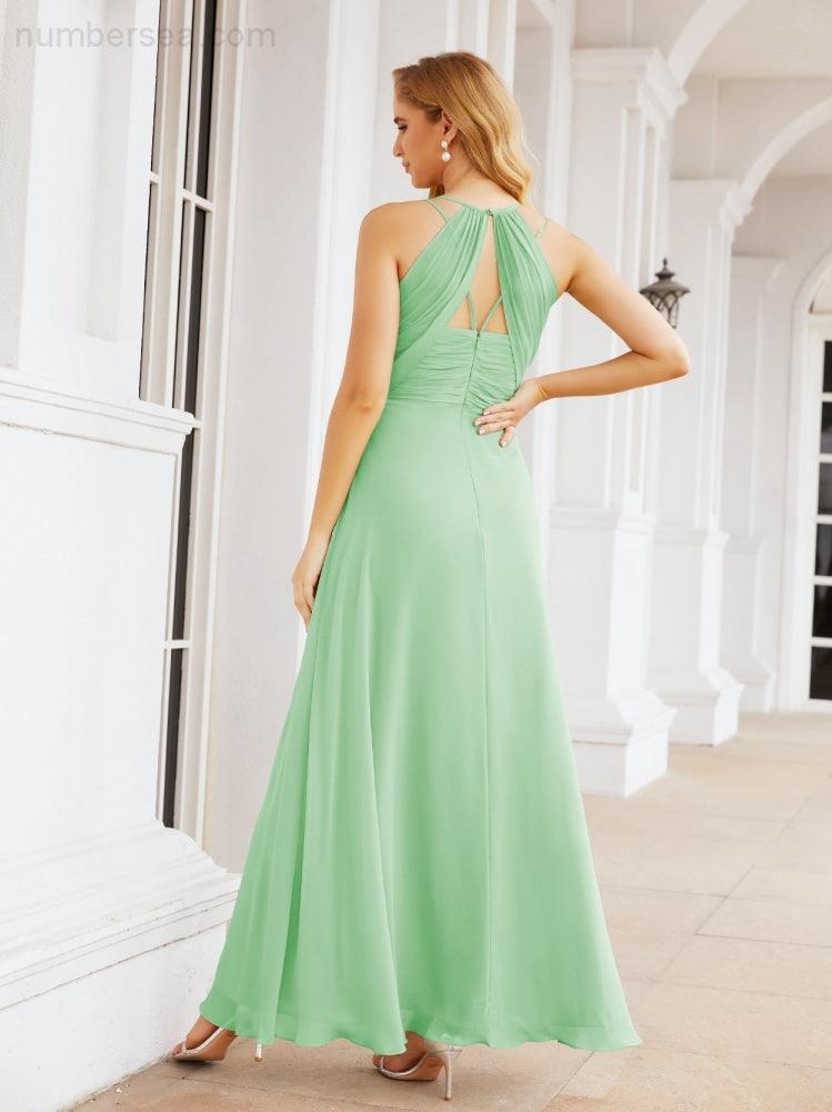 Double Spaghetti Straps Bridesmaid Dresses for Women Long Formal Party Dress Side Split 28051