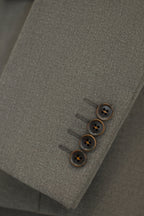 Three Piece Solid Taupe Grey Wool Suit for Groom and Business
