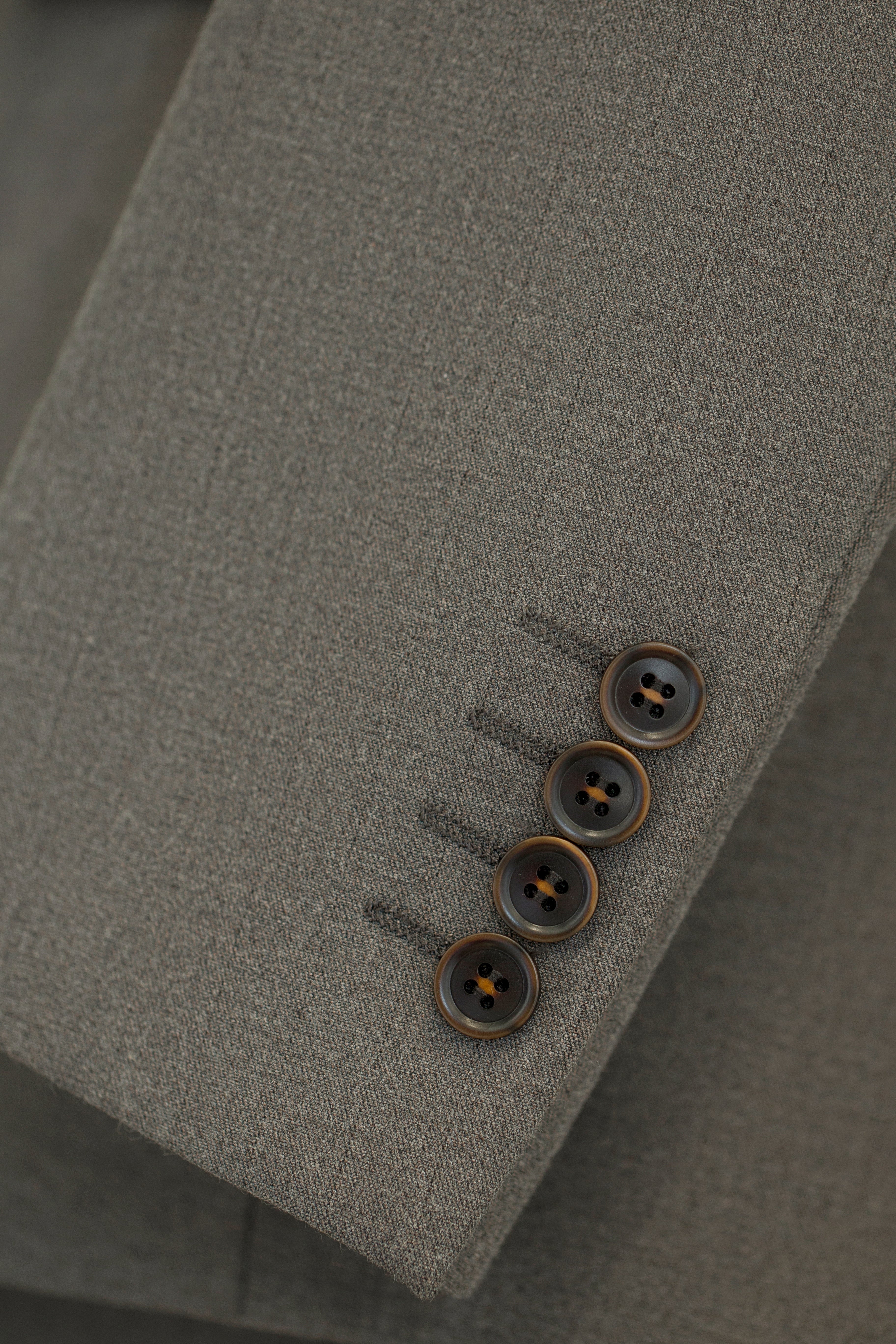 Three Piece Solid Taupe Grey Wool Suit for Groom and Business