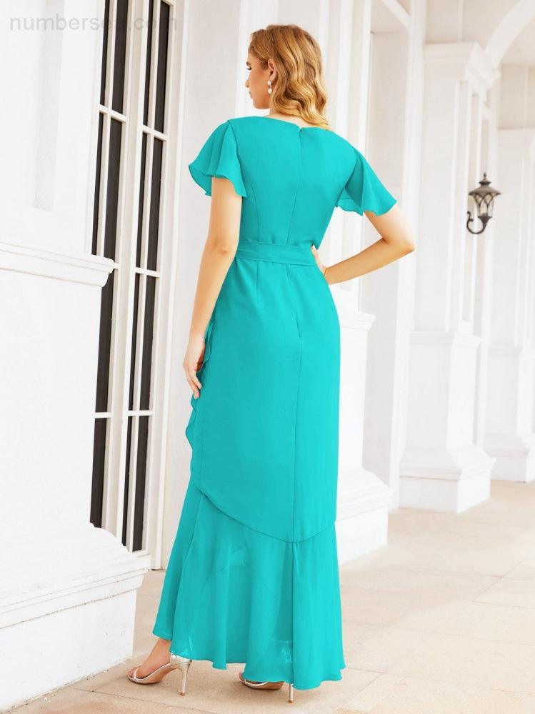 Ruffled Bridesmaid Dresses Mermaid Formal Violin Evening Party Prom Gowns 28042