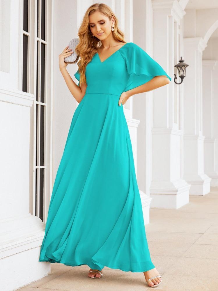 Bridesmaid Dresses for Wedding Formal Evening Party Prom Gown with Cape 28050