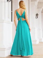 Spaghetti Strap Bridesmaid Dresses V Neck Butterfly Back Fromal Evening Party Prom Gown 28036
