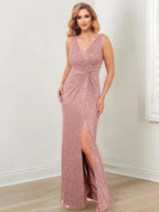 Sheath/Column V-Neck Floor-Length Mother of the Bride Dresses