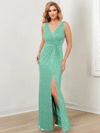 Sheath/Column V-Neck Floor-Length Mother of the Bride Dresses