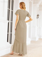 Ruffled Bridesmaid Dresses Mermaid Formal Violin Evening Party Prom Gowns 28042