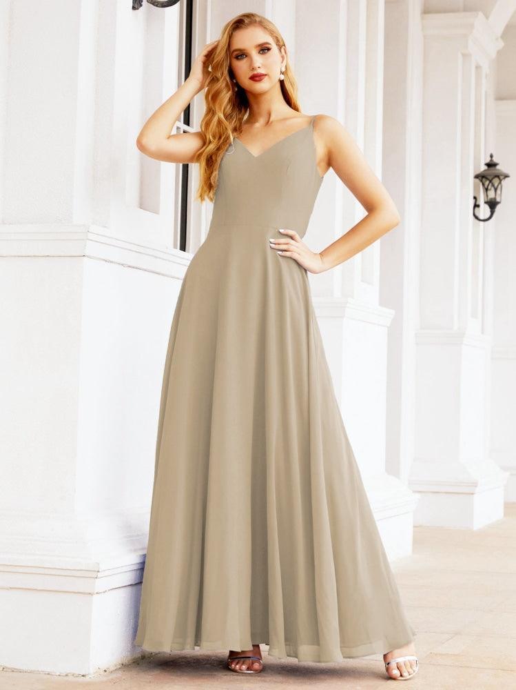Spaghetti Strap Bridesmaid Dresses V Neck Butterfly Back Fromal Evening Party Prom Gown 28036