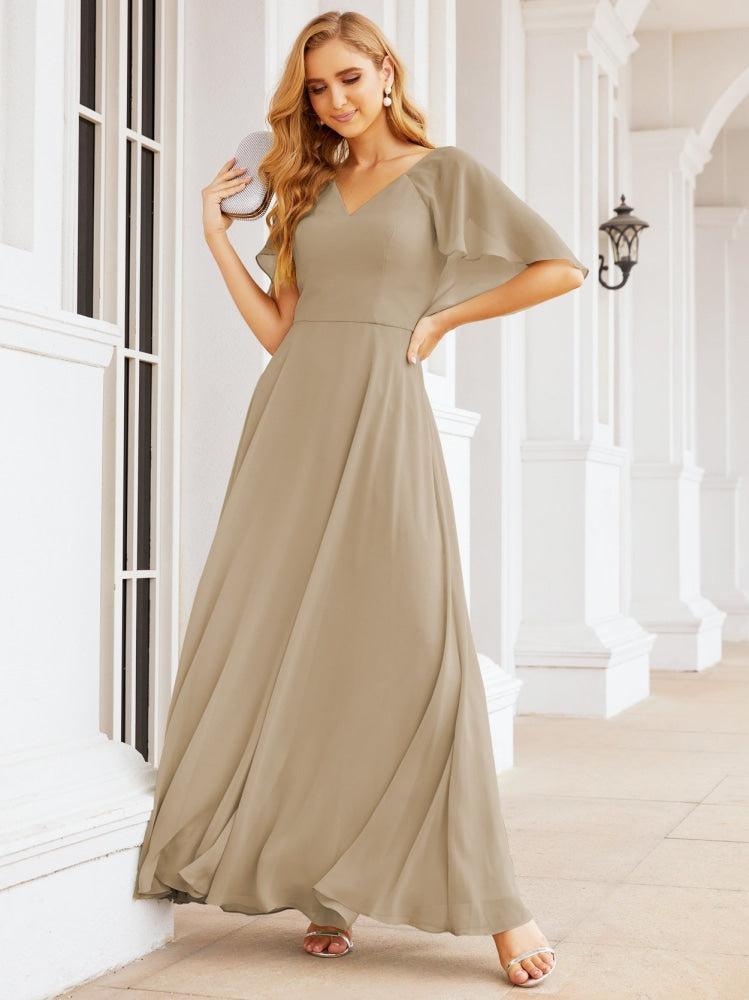 Bridesmaid Dresses for Wedding Formal Evening Party Prom Gown with Cape 28050