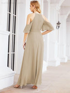 Cold Shoulder Bridesmaid Dresses A-Line Long Formal Evening Gowns 28074