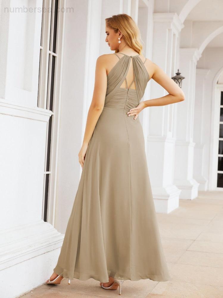 Double Spaghetti Straps Bridesmaid Dresses for Women Long Formal Party Dress Side Split 28051