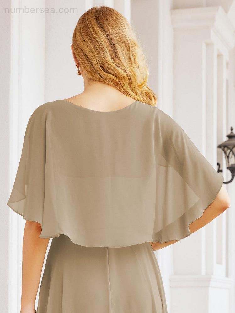 Bridesmaid Dresses for Wedding Formal Evening Party Prom Gown with Cape 28050