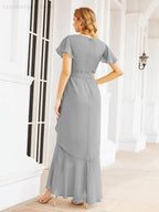 Ruffled Bridesmaid Dresses Mermaid Formal Violin Evening Party Prom Gowns 28042